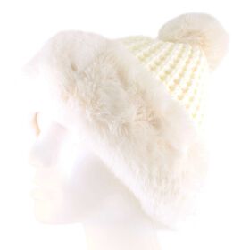 Winter Headwear Couture Gems Waffle-Knit Pom Beanie Side View