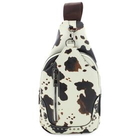  Sam & Hadley Studded Cow-Print Sling Front View