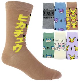  Men's Pokemon Casual Crew 6-Pair Pack Side View With Package