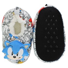  Kids' Sonic The Hedgehog Slipper Socks M/L Front and Bottom View