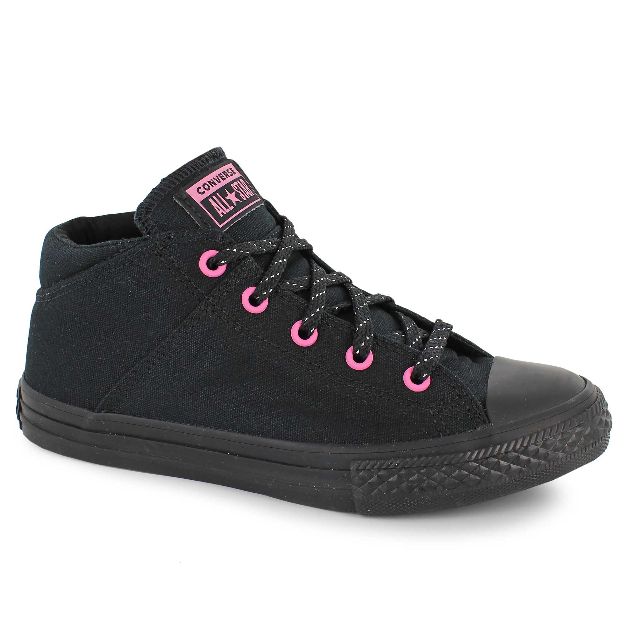 girls black and pink converse