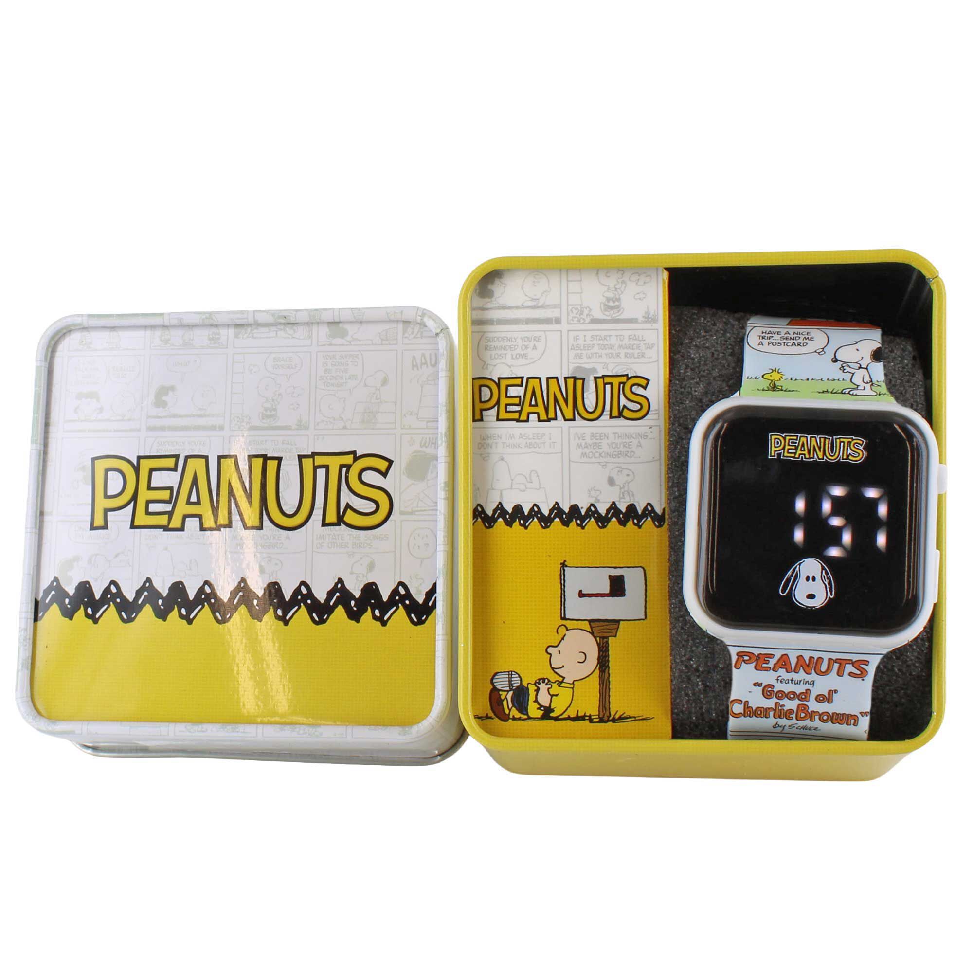 Peanuts Touch LED Digital Watch Front View WIth Tin