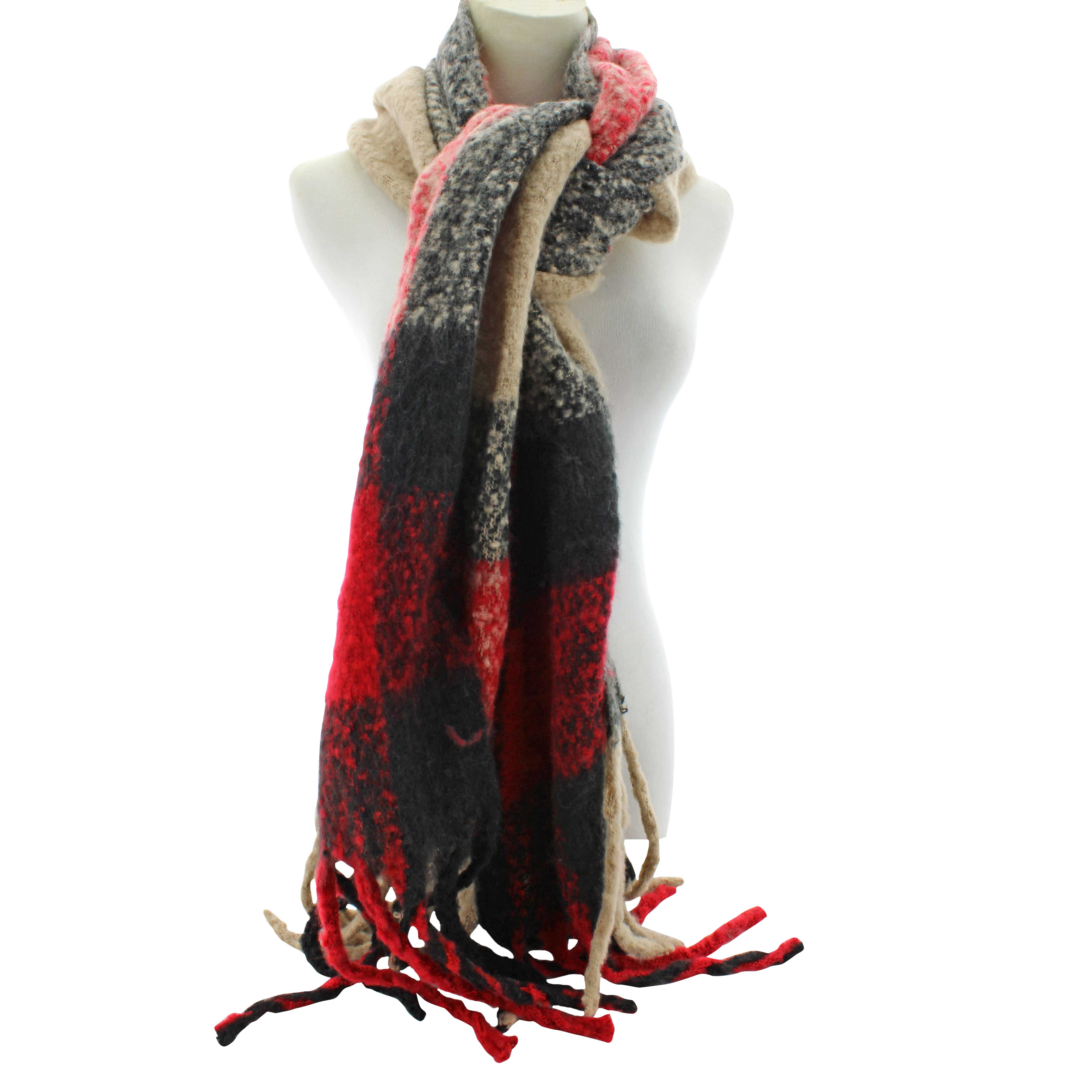 Couture Gems Olblong Plaid Scarf Front View