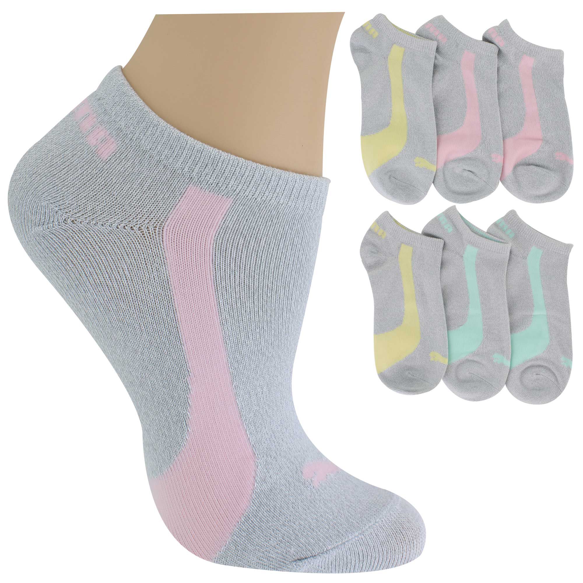 Women's PUMA Super Soft No-Show 6-Pair Pack Side View And Assortment