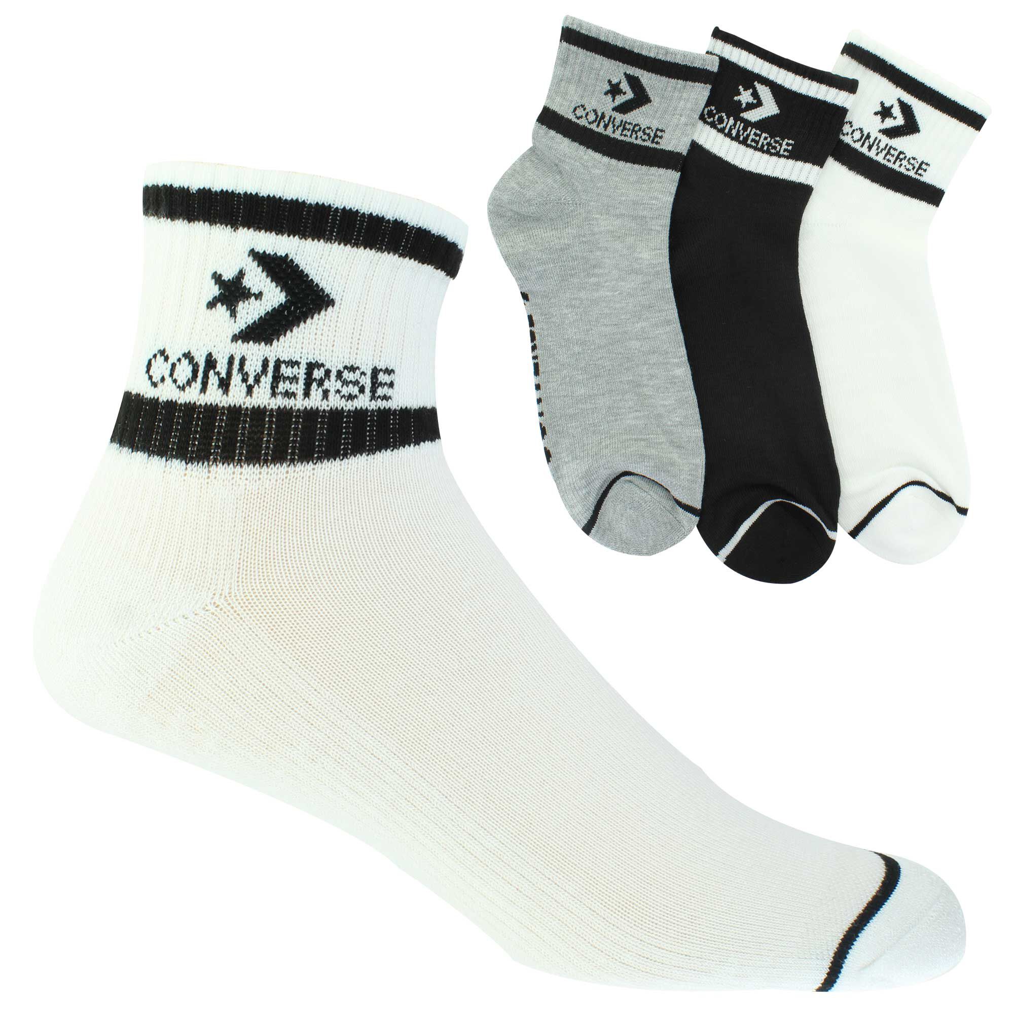 Men's Converse Half-Cushion Quarter 3-Pair Pack Side View With Package
