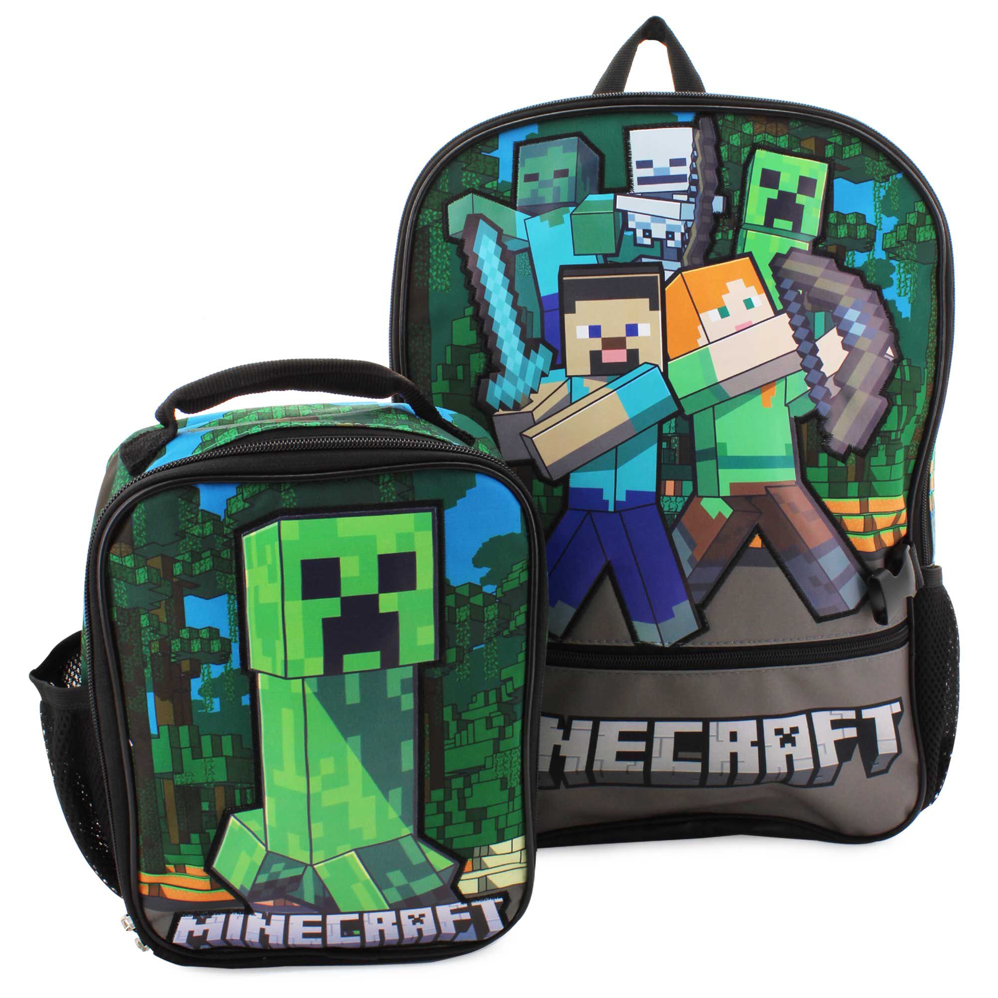 MINECRAFT Backpack And Lunch Bag Combo Front View