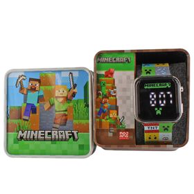  MINECRAFT Touch LED Digital Watch Front View WIth Tin