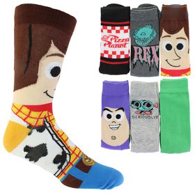  Men's Disney Toy Story Casual Crew 6-Pair Pack Side View With Package
