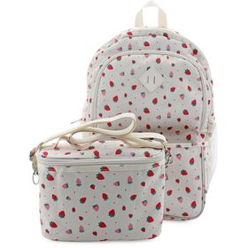 New Arrivals Madden Girl Strawberry Backpack With Lunch Tote Front Set View