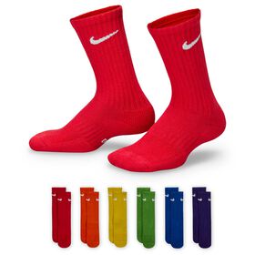 Boys' Socks Kids' Nike Everyday Cushioned Crew 6-Pairs 5Y-7Y Side View With Package