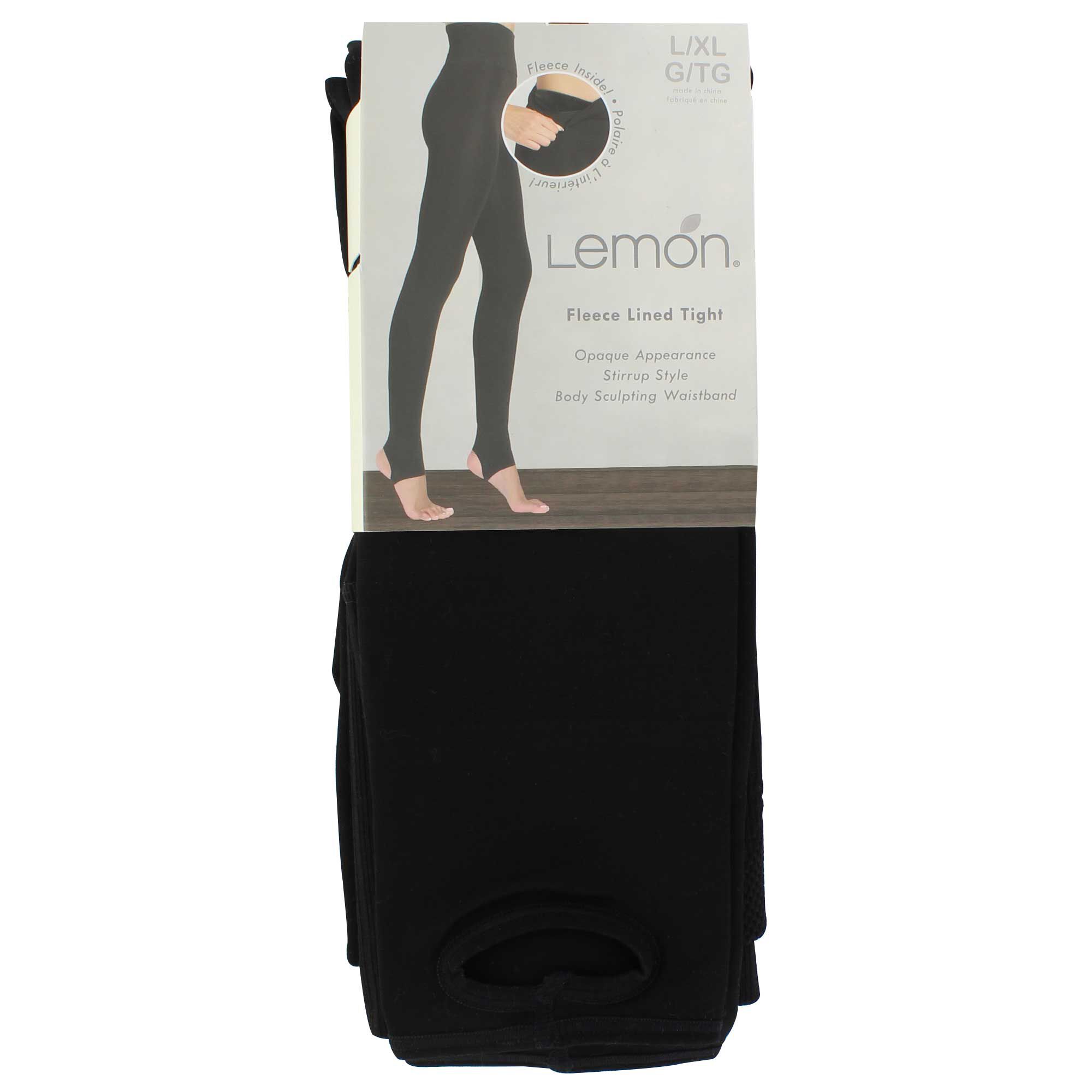 Women's Lemon Fleece-Lined Stirrup Tight L/XL Front Package View