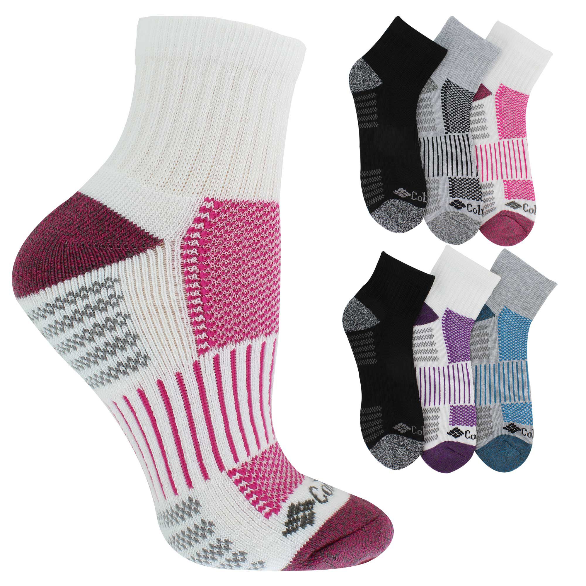 Women's Columbia Athletic Quarter 6-Pair Pack Side View With Package