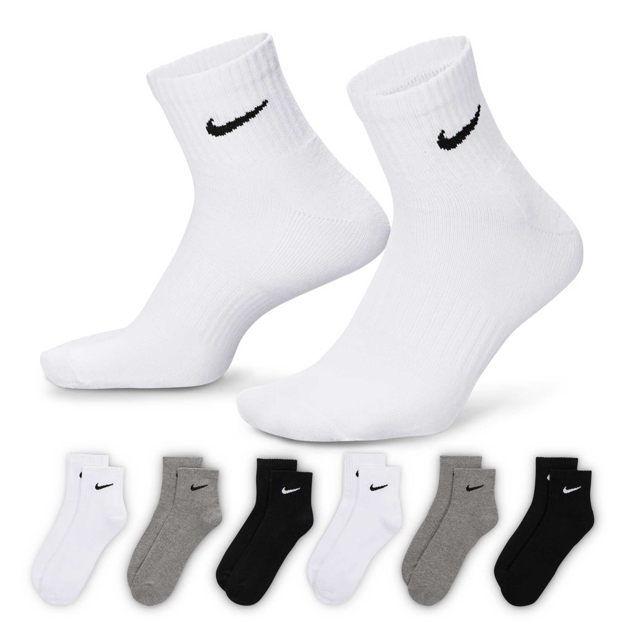 Men's Nike Everyday Cushioned Ankle Socks 6 Pairs Side View With Package