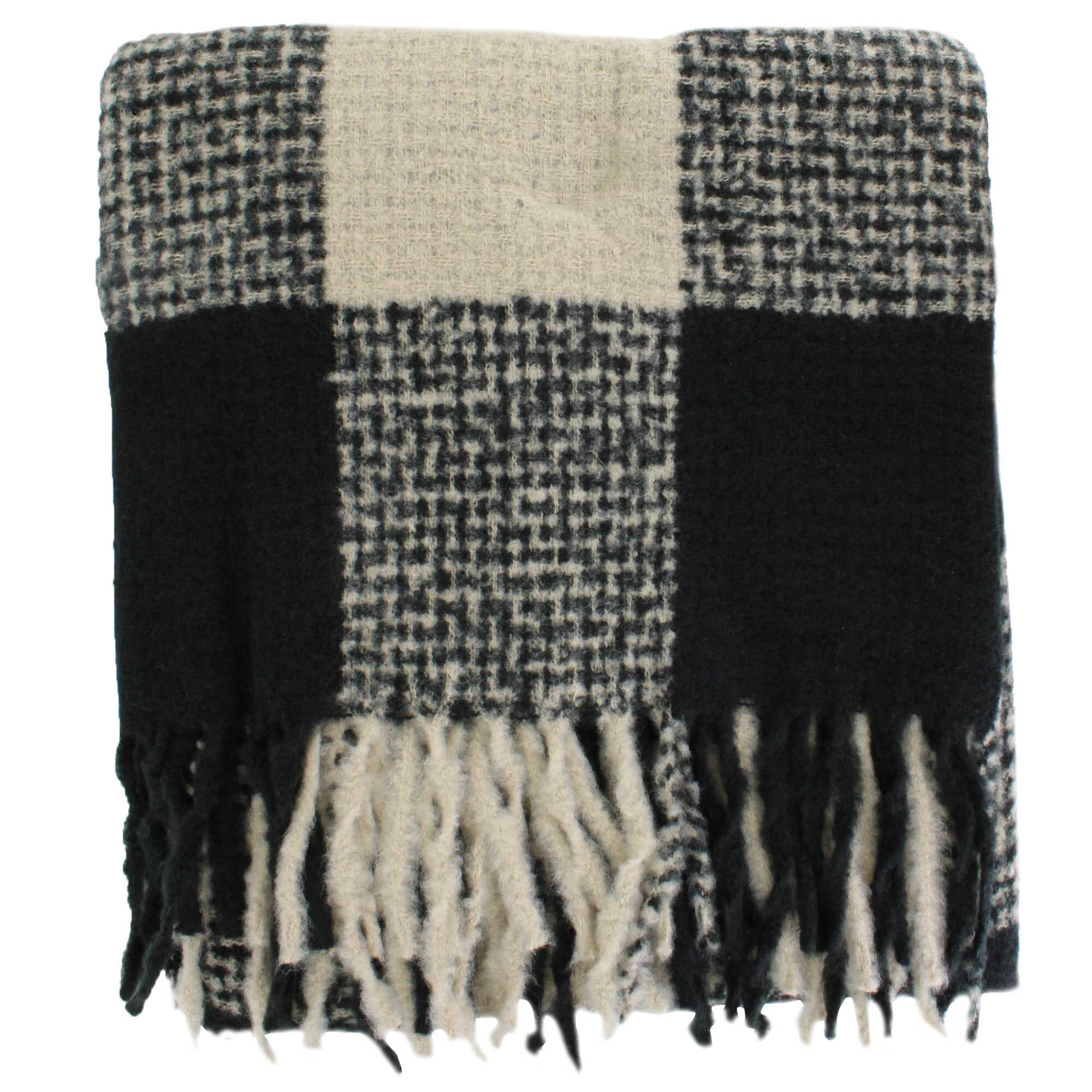 Couture Gems Soft Oblong Bold-Plaid Scarf Folded View
