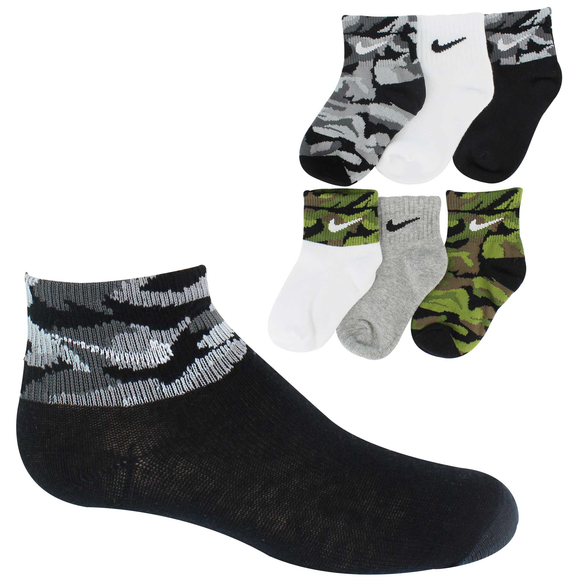 Infant Boys' Nike Camo Crew 6-Pair Pack Front Image With Pack View