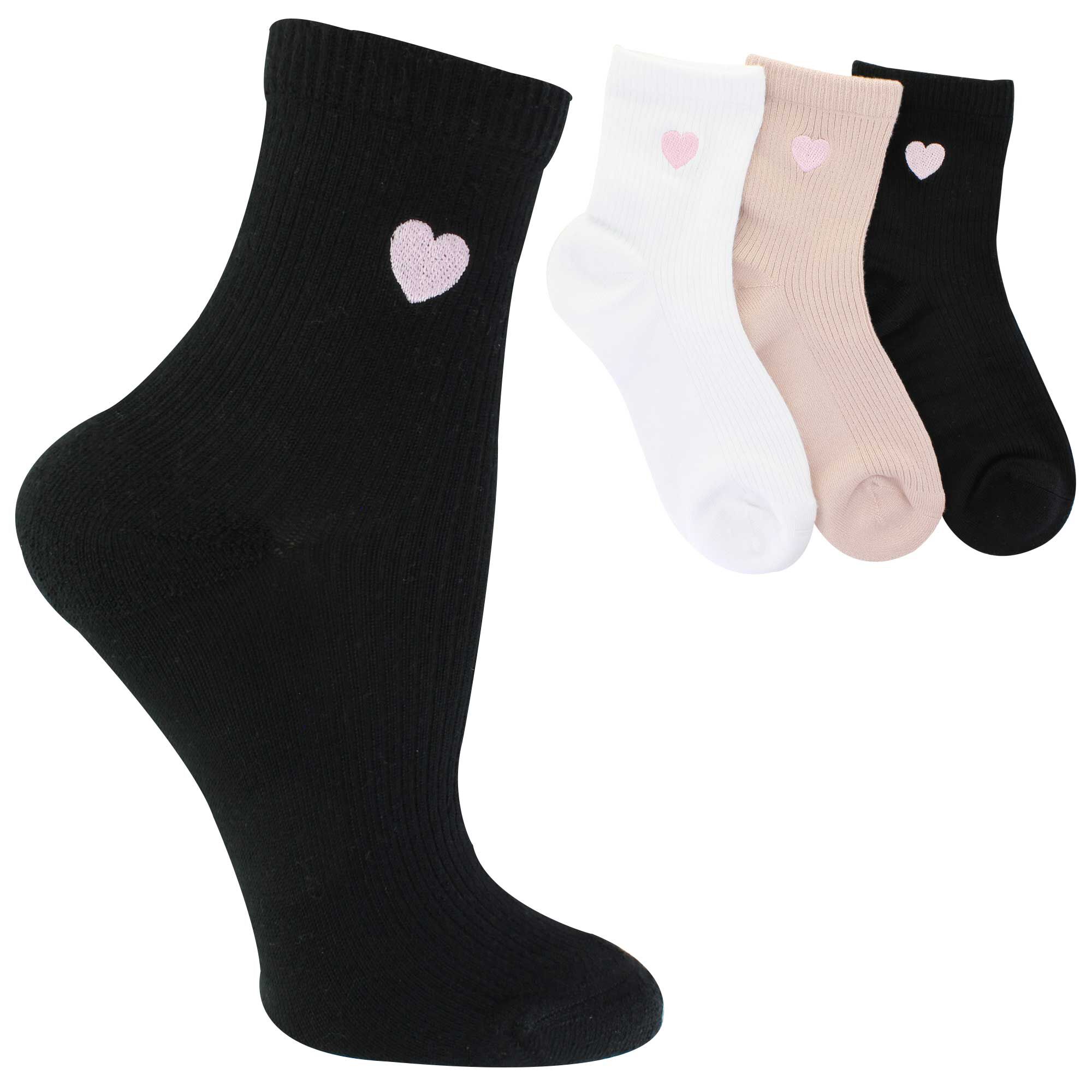 Women's Lemon Heart Powder-Soft Quarter 3 Pairs Side View With Package