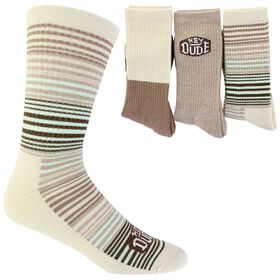 Socks Men's HEYDUDE Multi-Striped Crew 3-Pair Pack Side View With Package