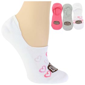 Socks Women's HEYDUDE Hearts No-Show 3-Pair Pack Side View With Package