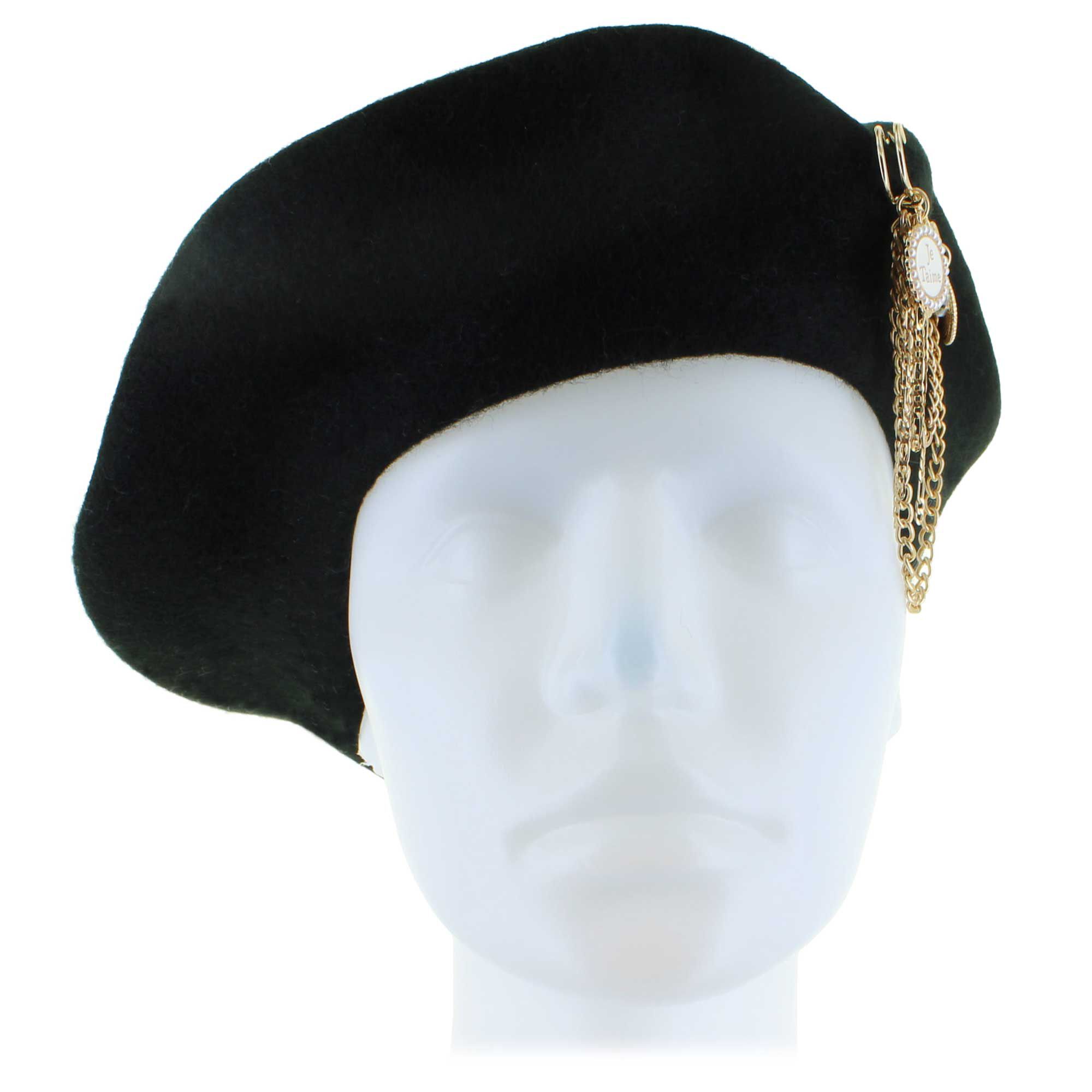 Women's Couture Gems Beret With Hat Pin & Charms Front View