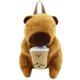  Carried Away Boba Tea Capybara Plush Backpack Front View