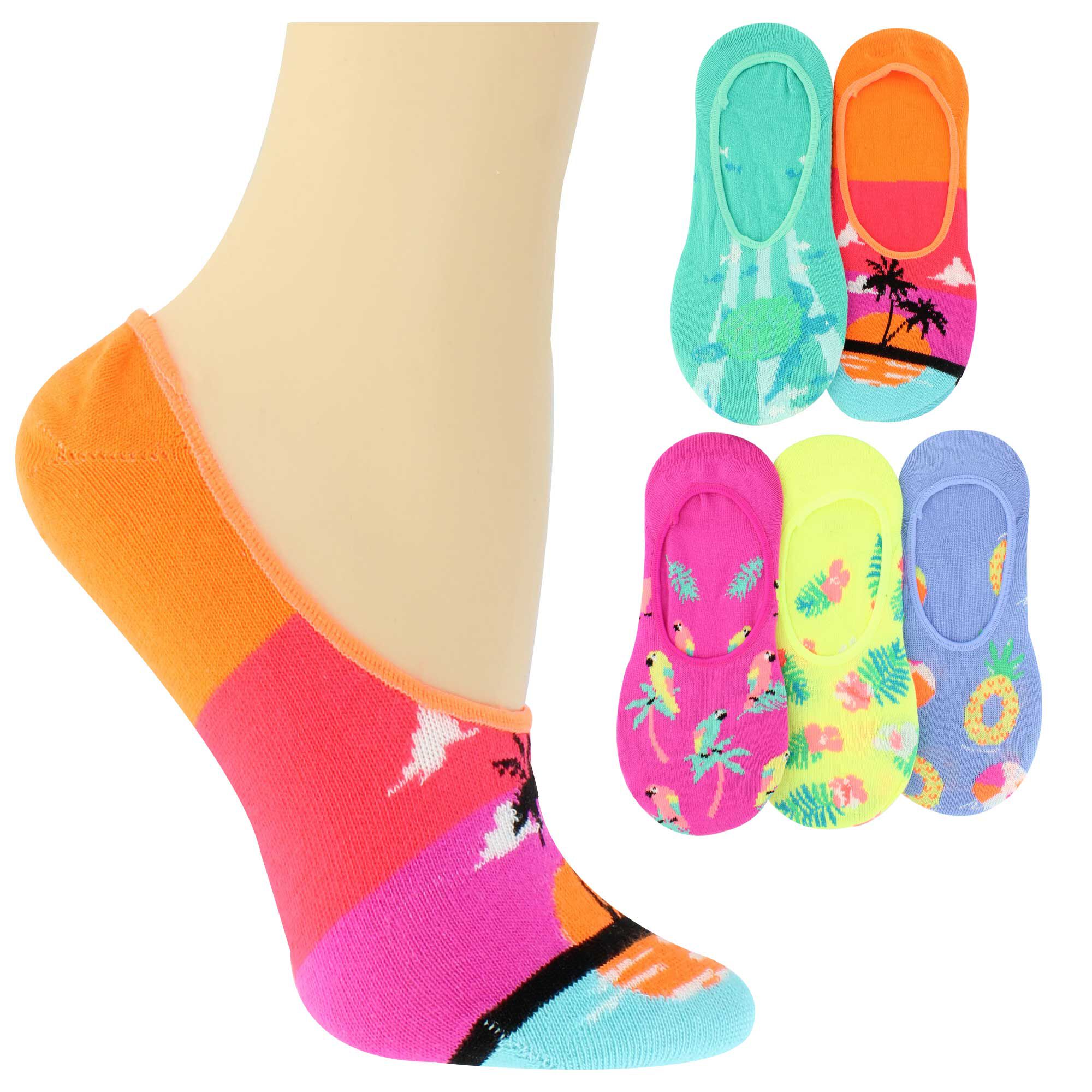Women's ET TU Glow-In-The-Dark Tropical 5 Pairs Side View With Package