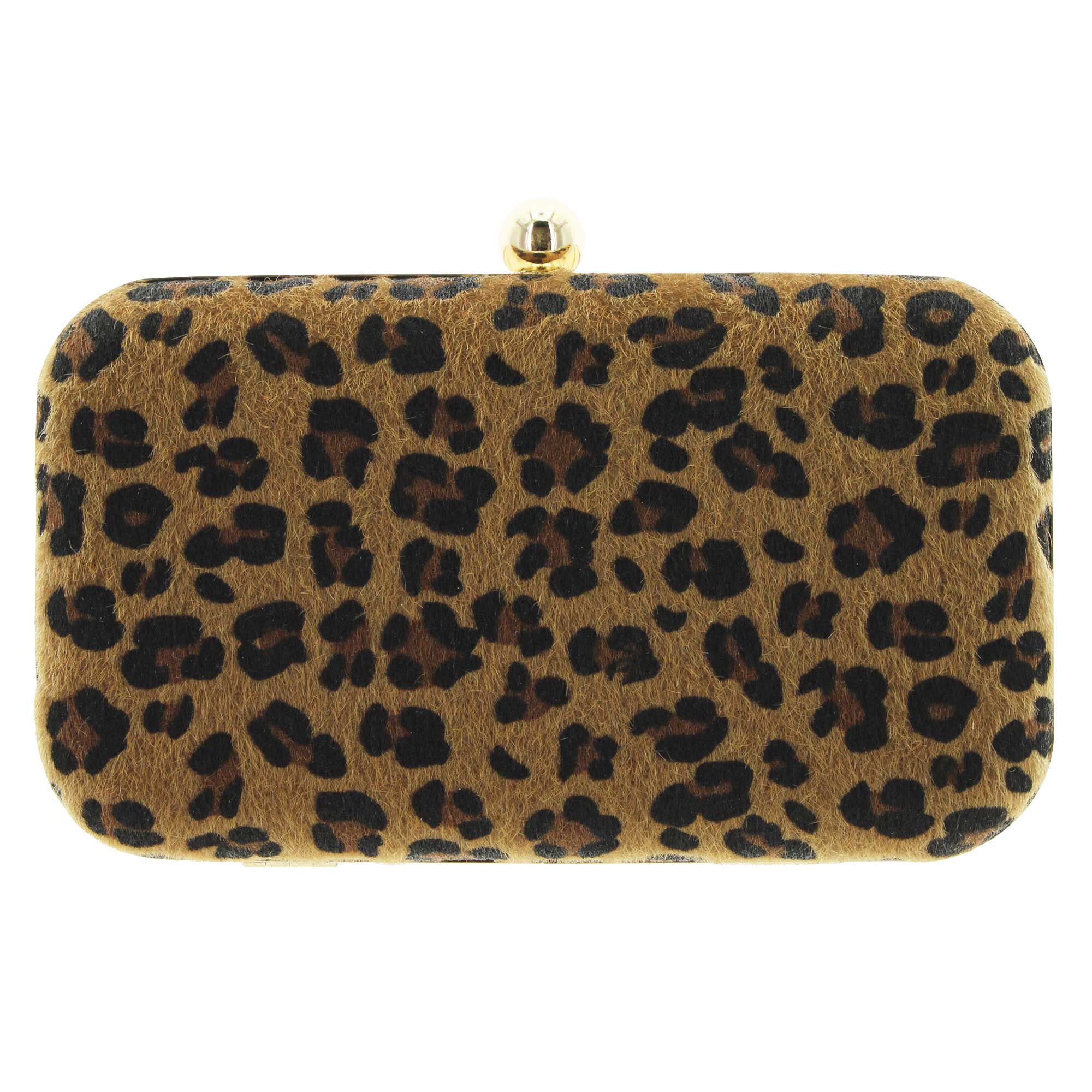 Studio Infinite Faux-Leopard Jane Clutch Front View