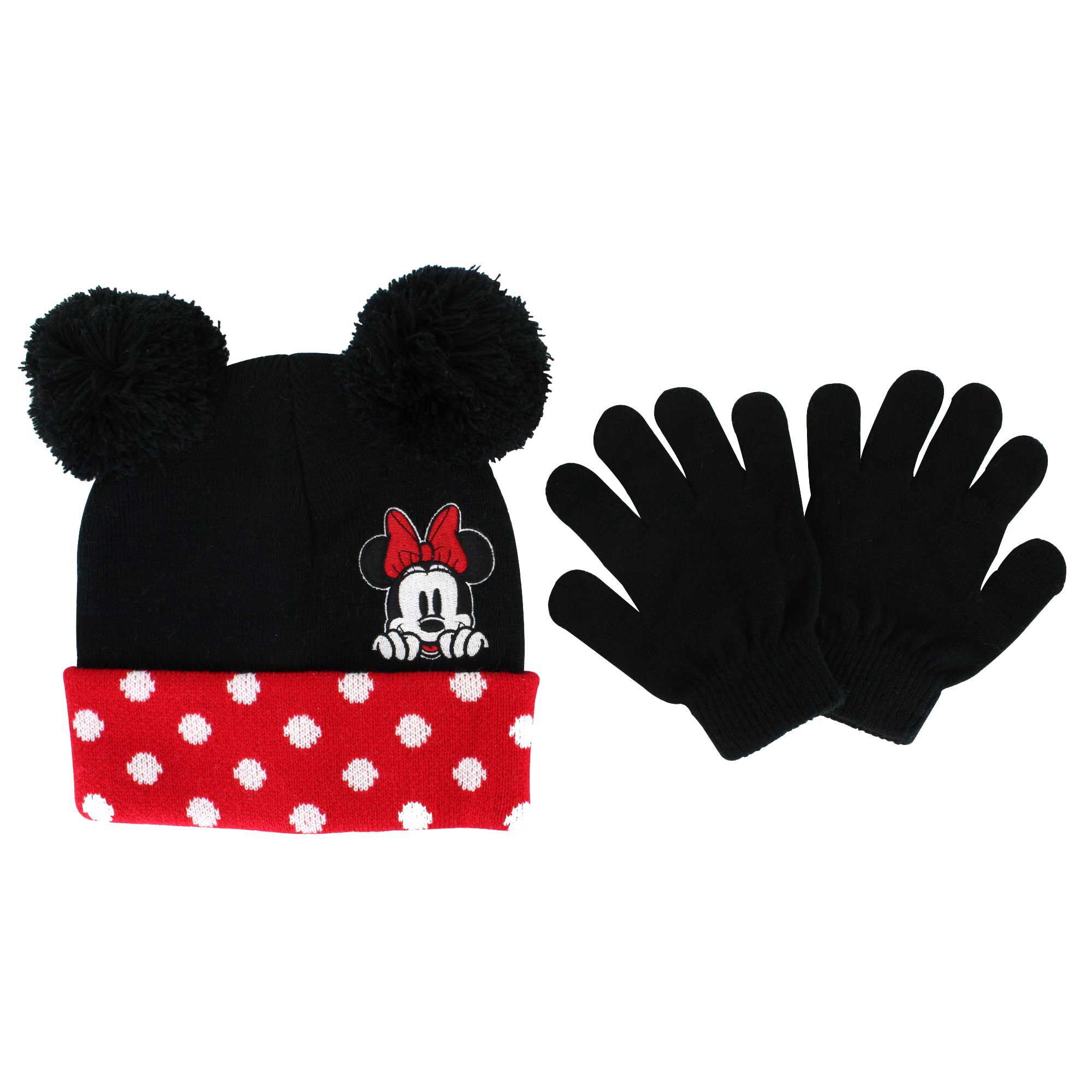 Kids' Disney Minnie Mouse Knit Hat And Glove Set Front View