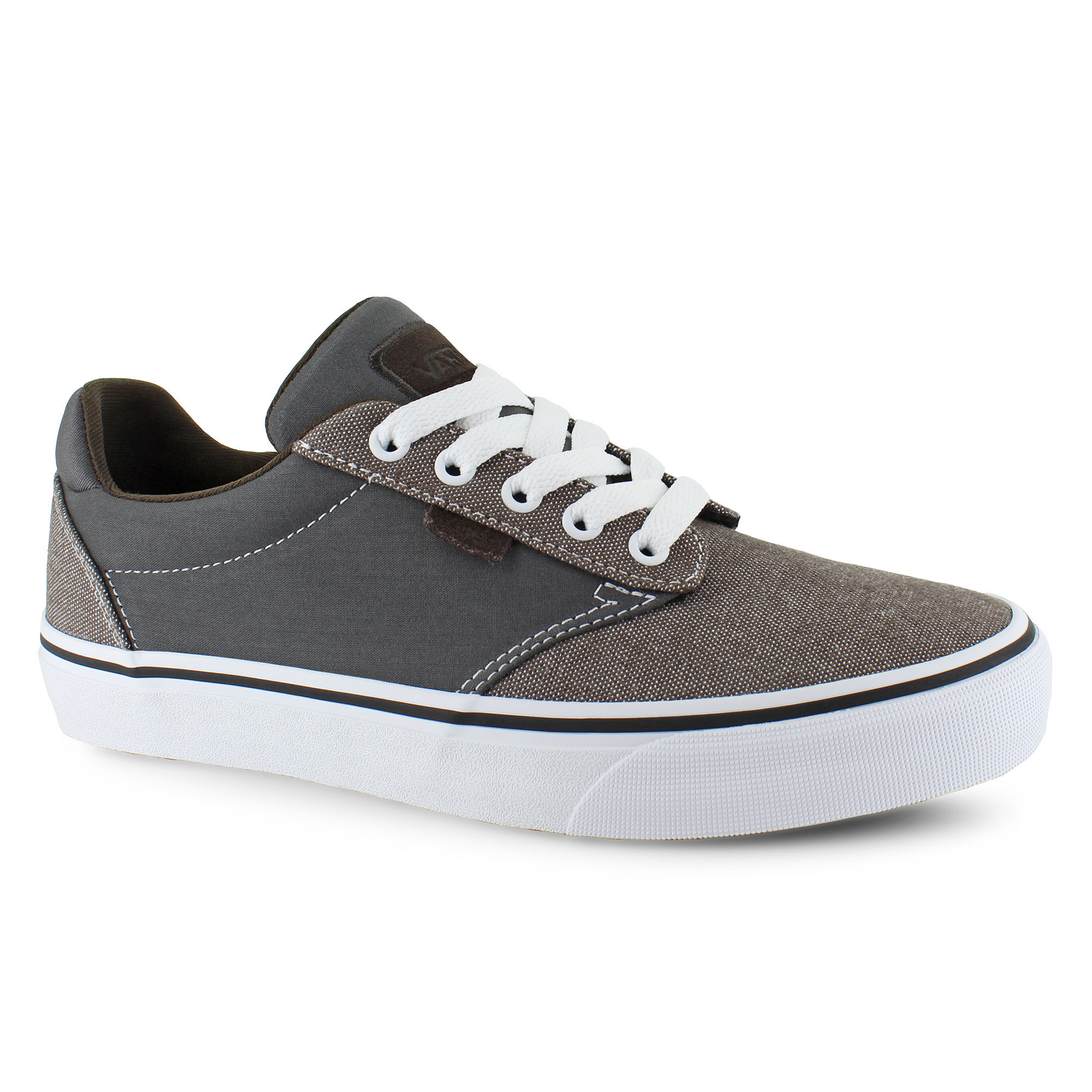 Grey and store burgundy vans