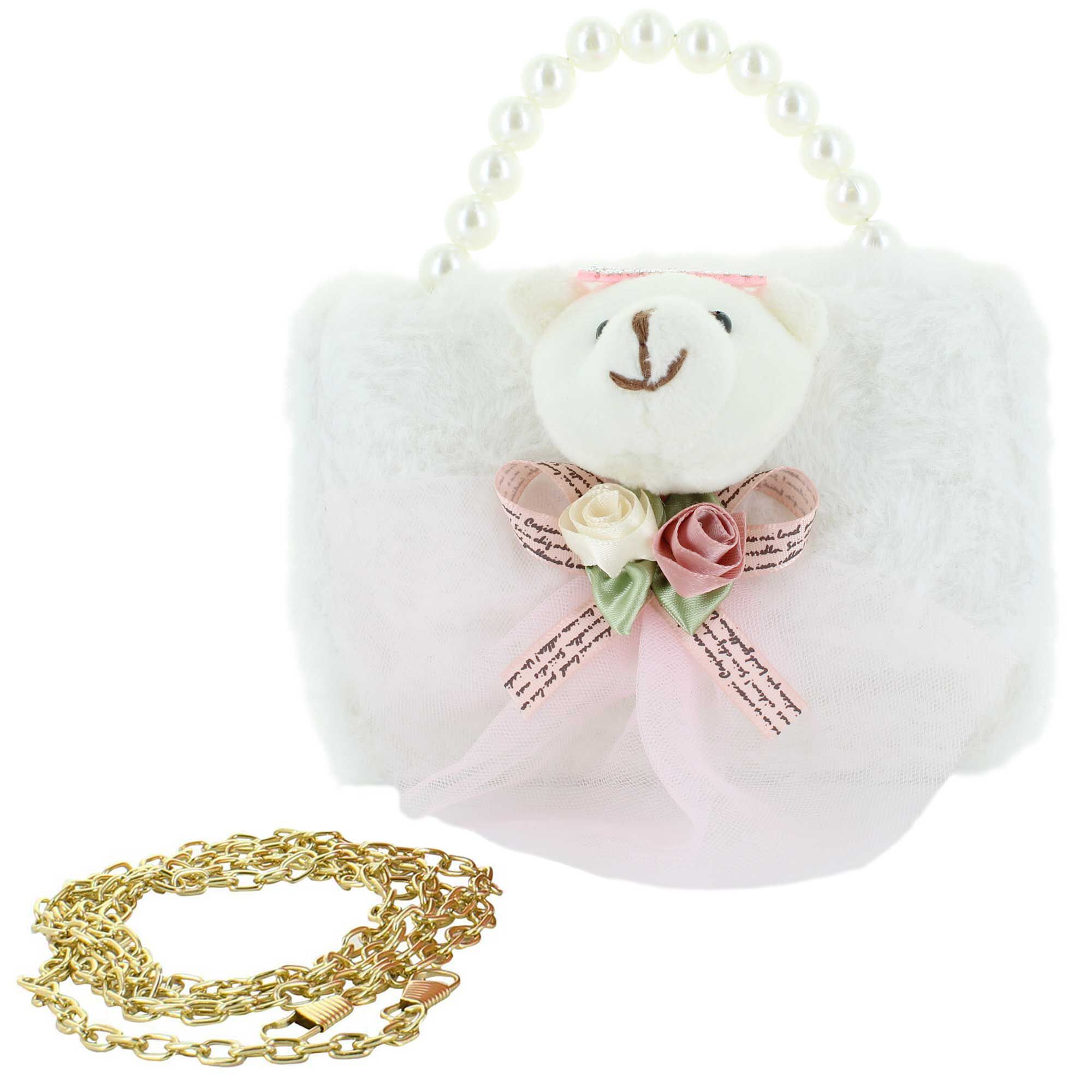 Willow & Ruby Faux-Fur Princess Bear Mini Bag Front View