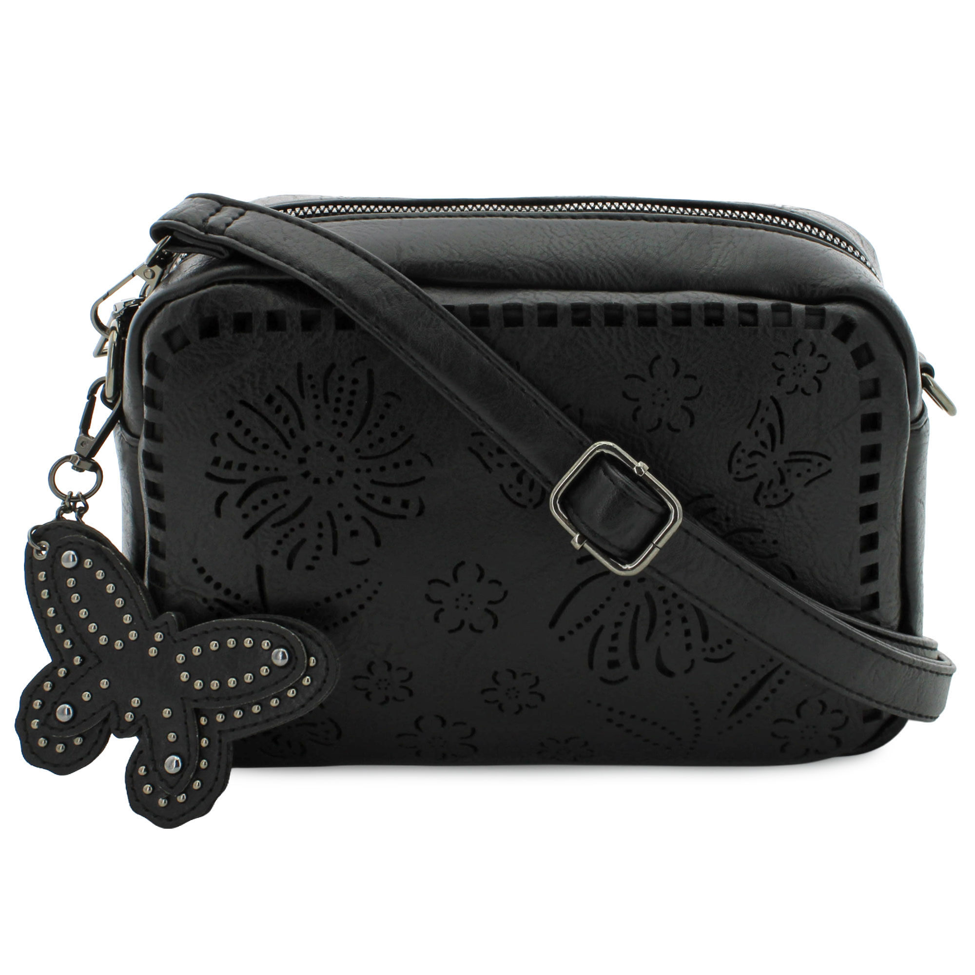 Sam & Hadley Perforated Floral Camera Bag Front View