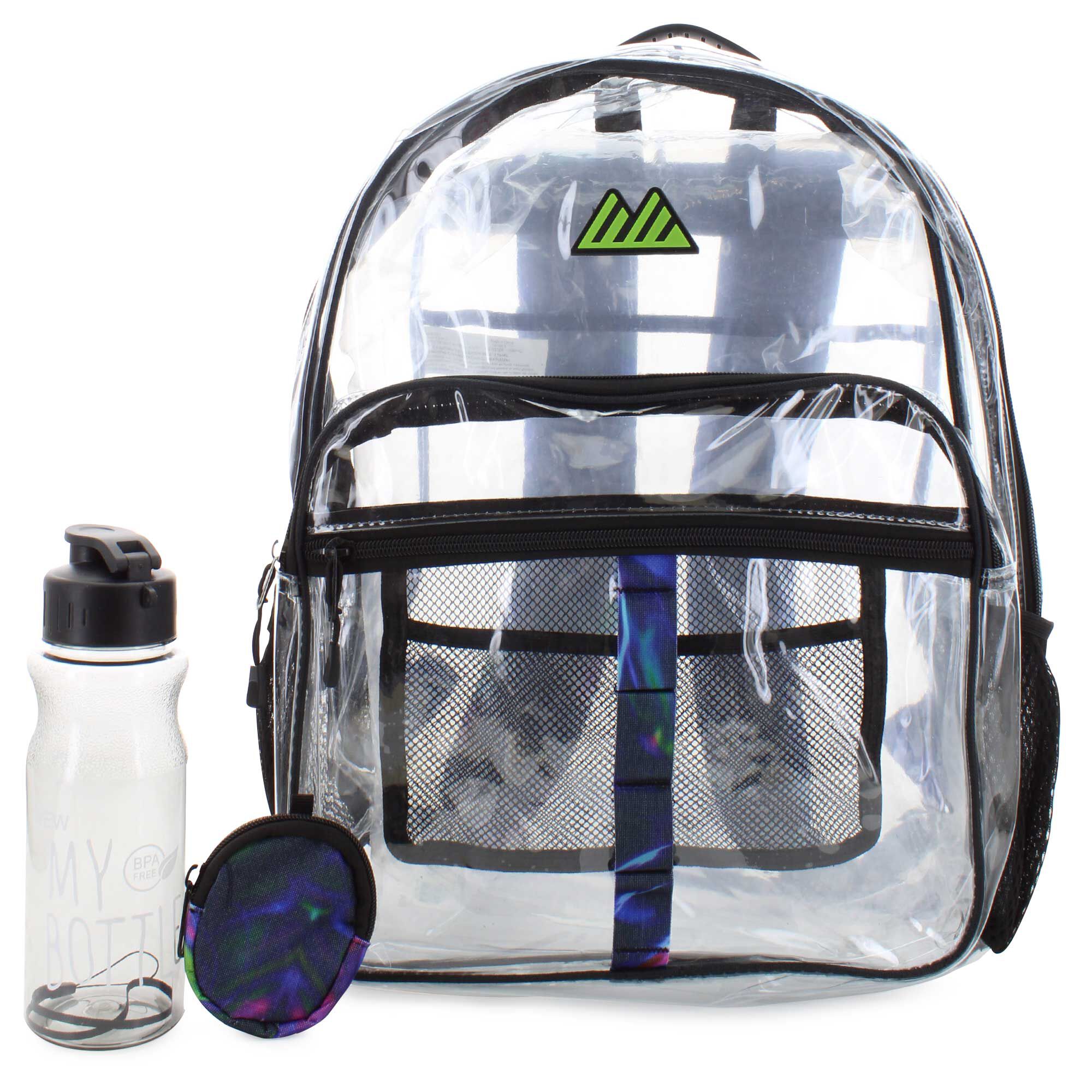 Summit Ridge Clear Backpack With Water Bottle Front View