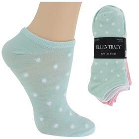 Socks Women's Ellen Tracy Polka-Dot Low-Cut 10 For $10 Side View With Package