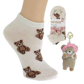 Socks Women's Kensie Teddy Bear Low-Cut 6-Pair Pack Side View With Package