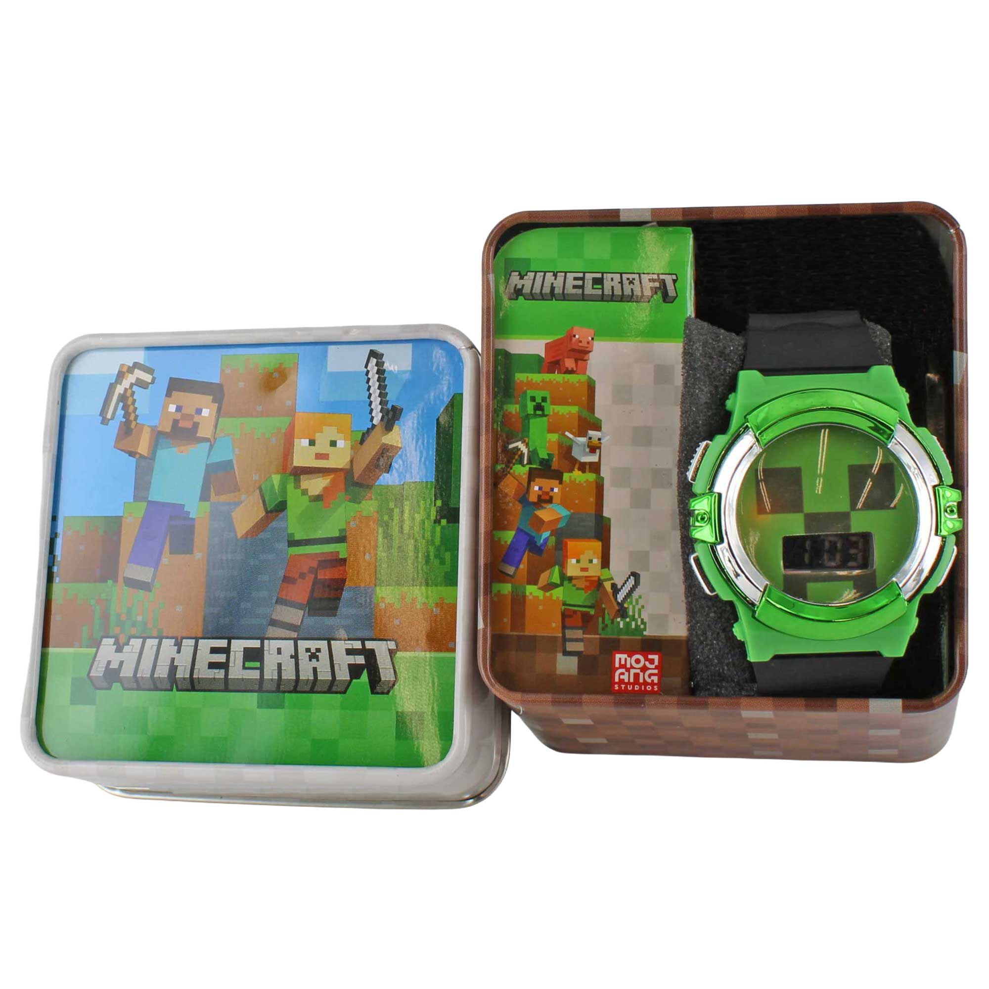MINECRAFT LED Digital Watch With Flashing Lights Front View WIth Tin
