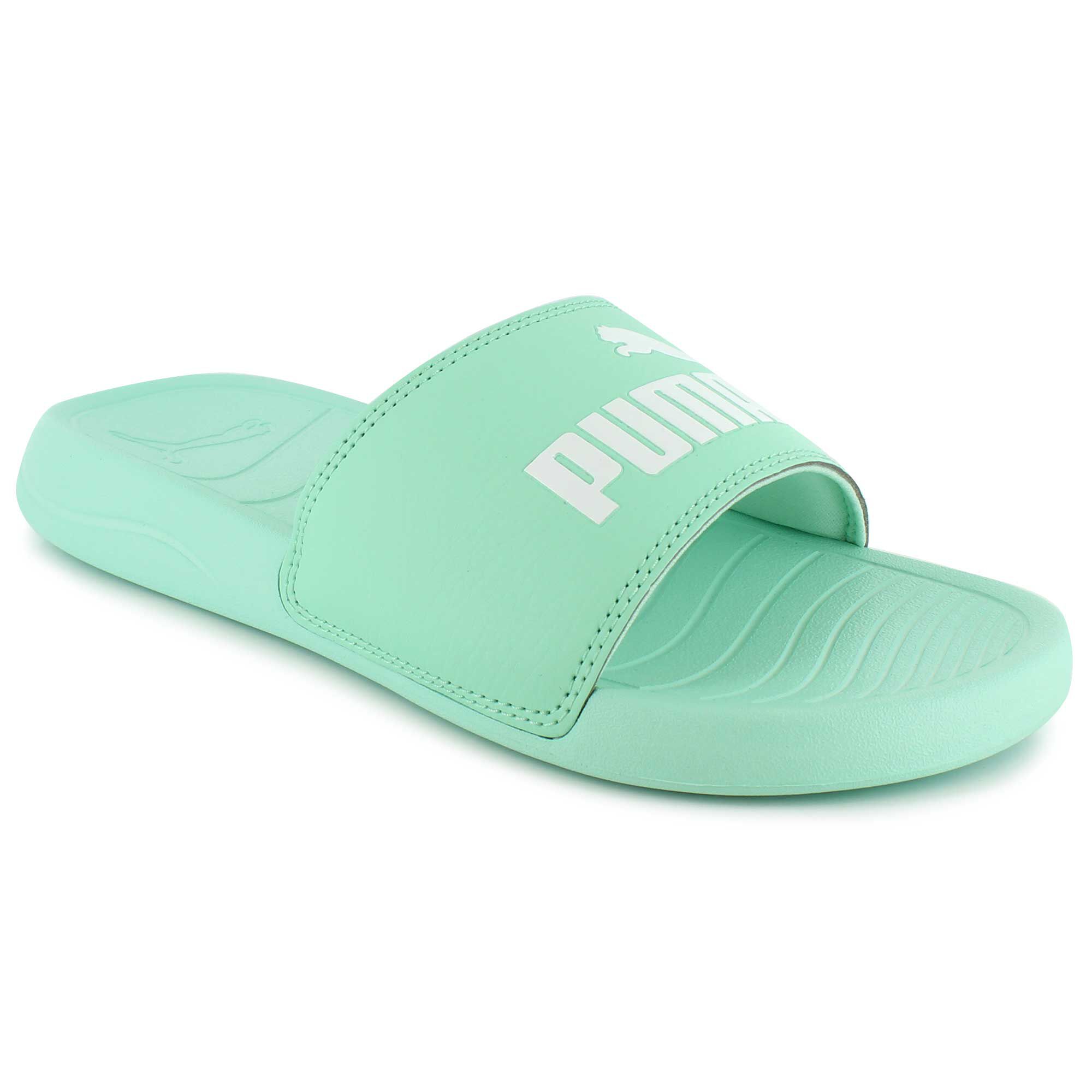 mint green puma slides