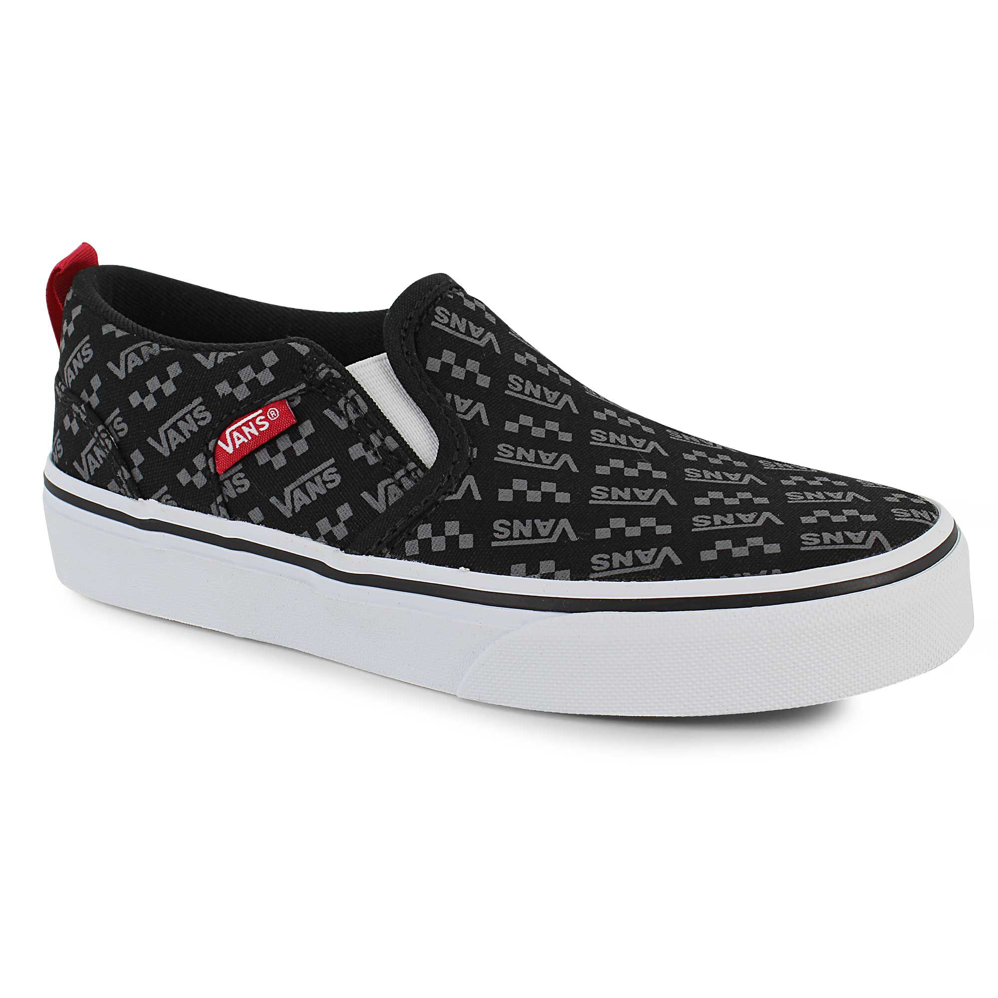black vans with vans written on them