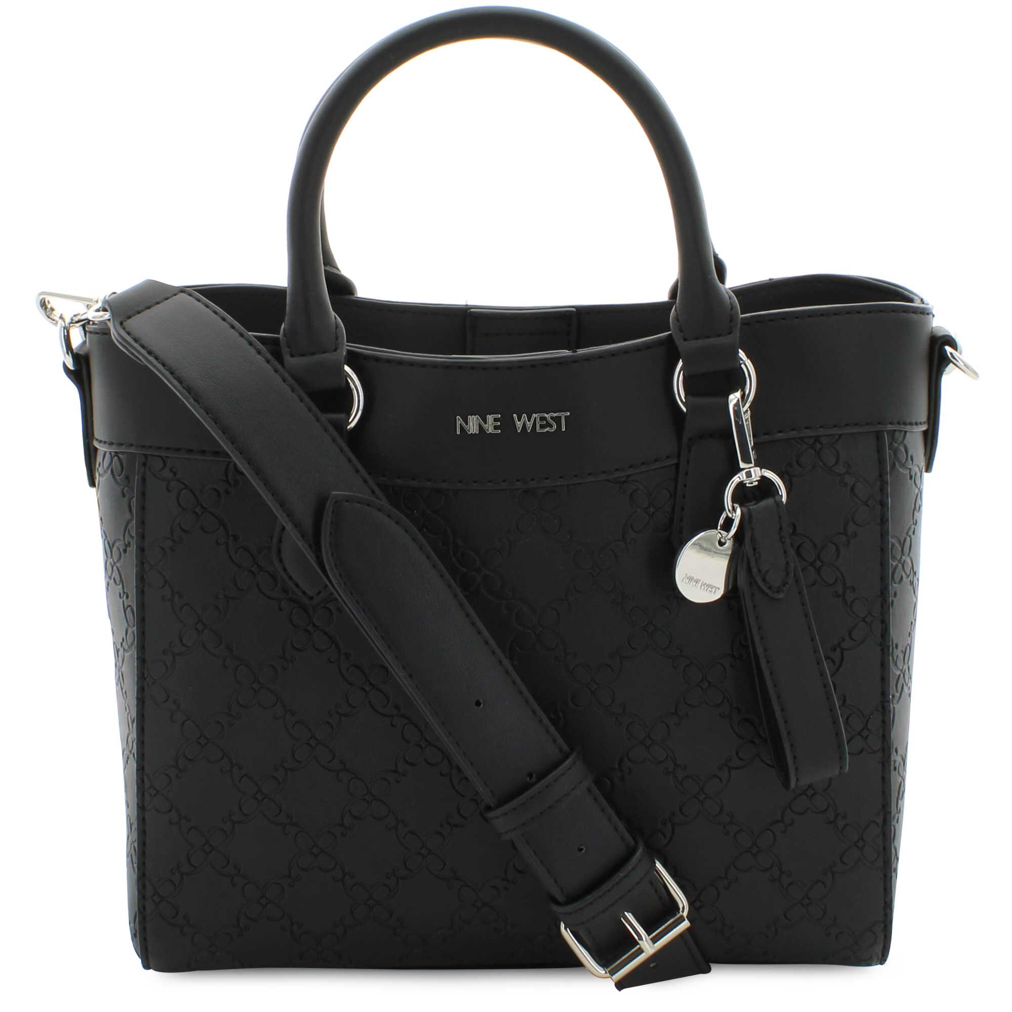 Nine West Lior Embossed Logo Satchel Front View