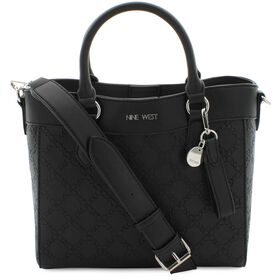 Handbags Nine West Lior Embossed Logo Satchel Front View