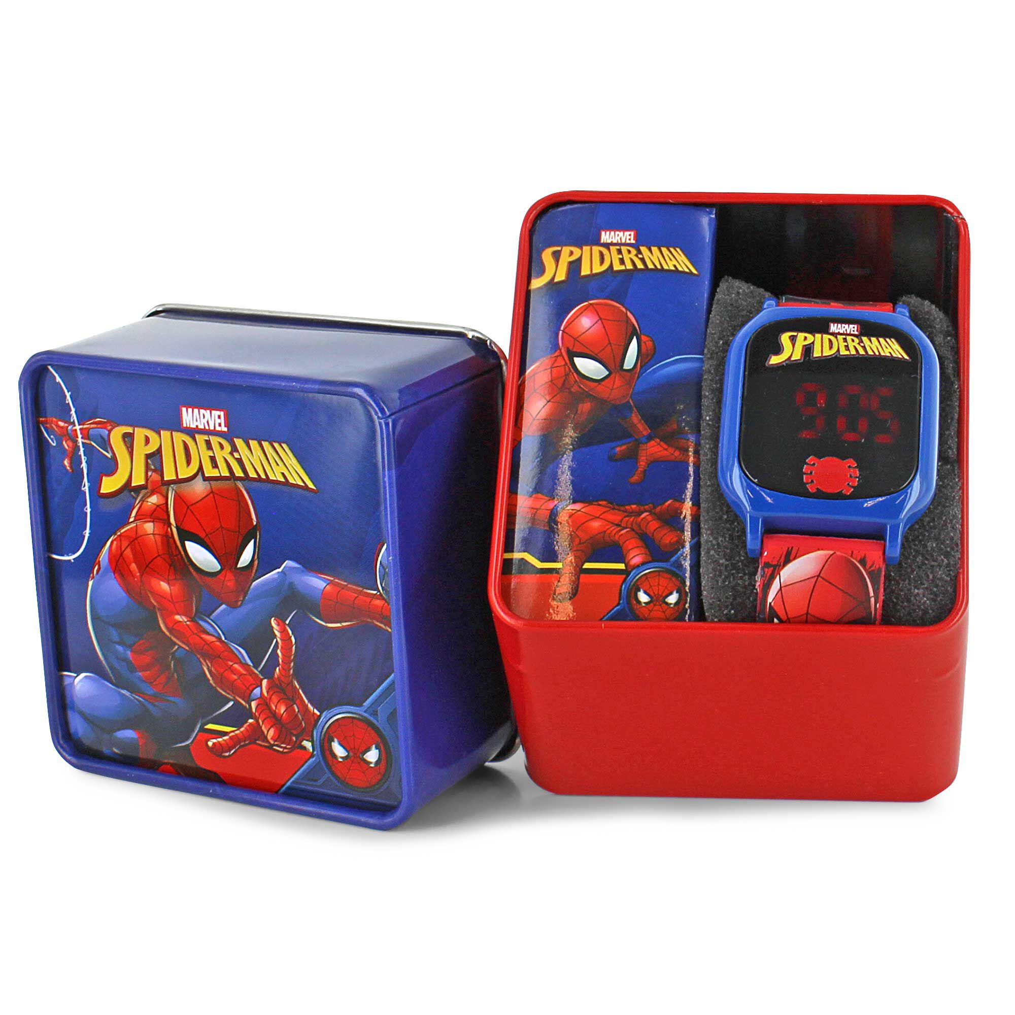Spider-Man Touch LED Watch Front View With Tin