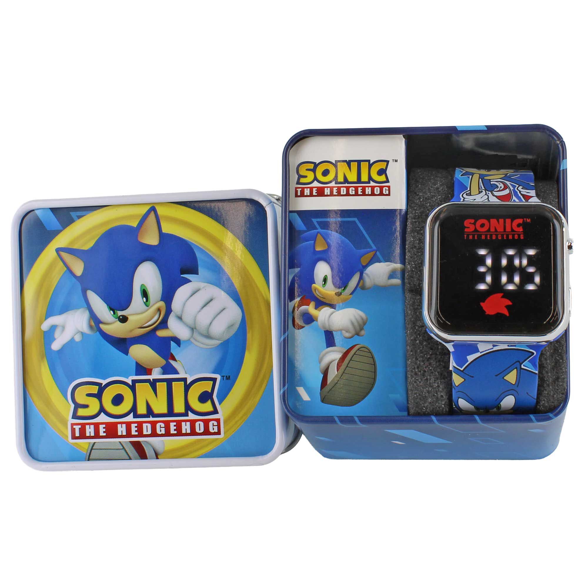 Sonic The Hedgehog Touch LED Digital Watch Front View WIth Tin