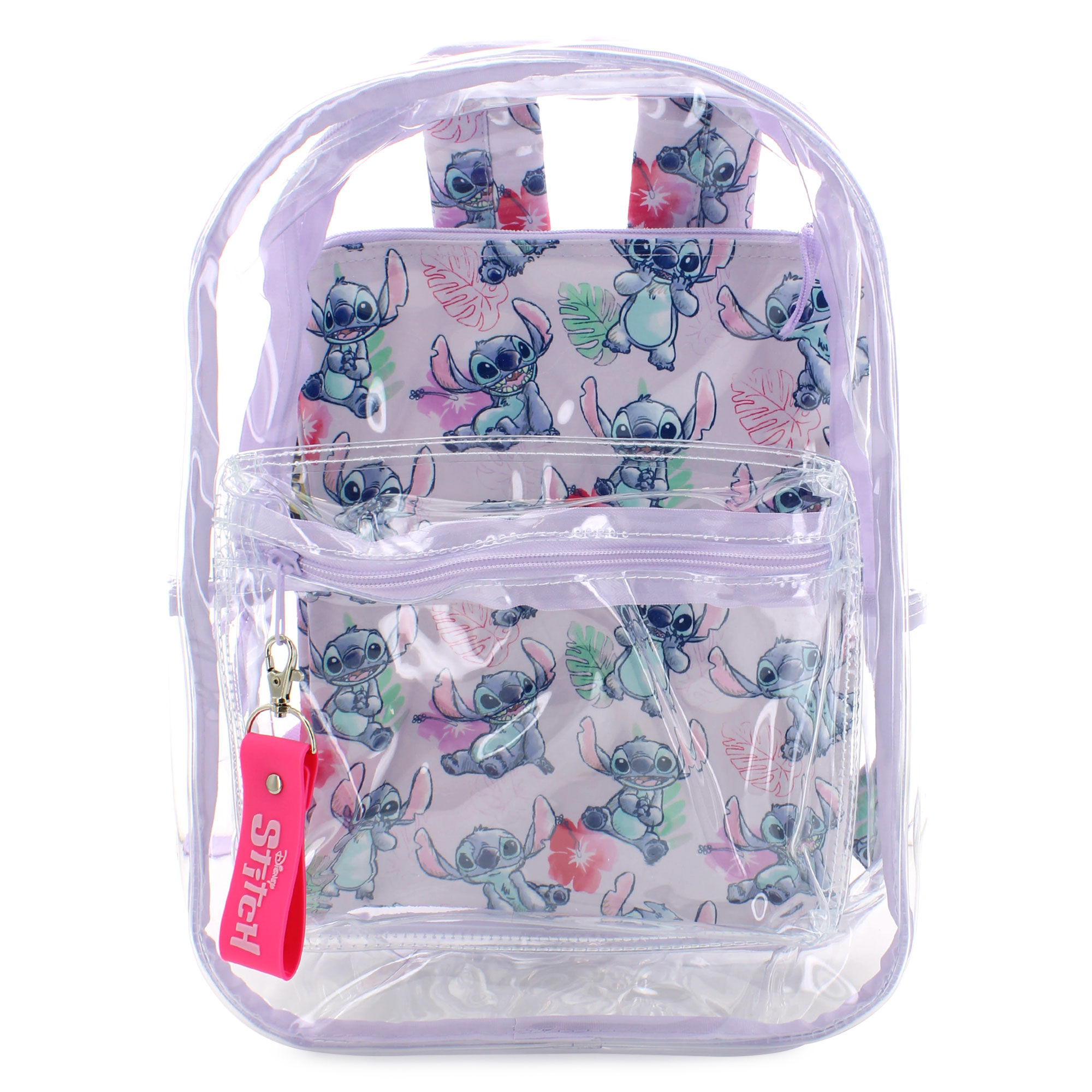 Disney Stitch Clear Backpack With Laptop Sleeve Front View