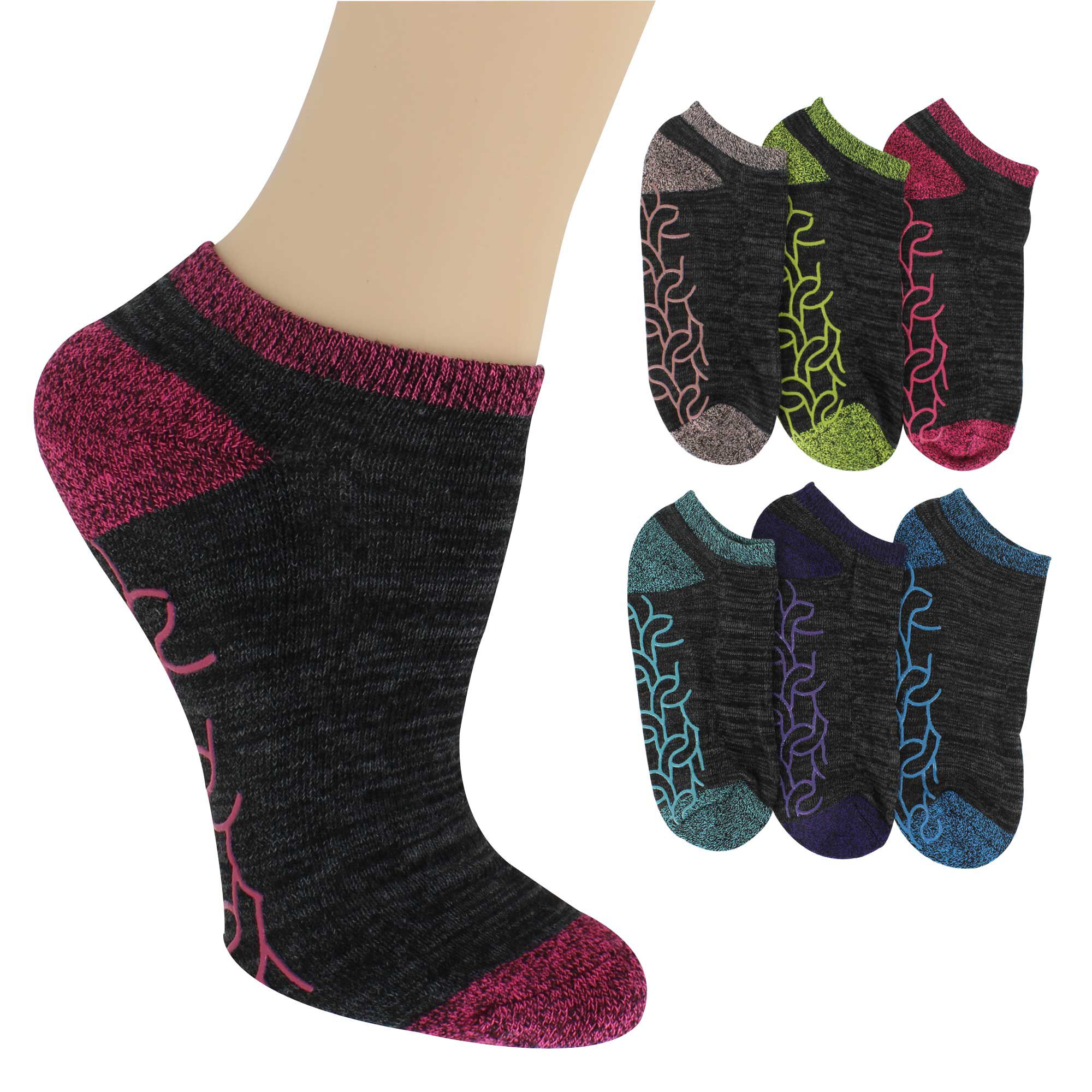 Women's HEYDUDE Hearts No-Show 3-Pair Pack Side View With Package