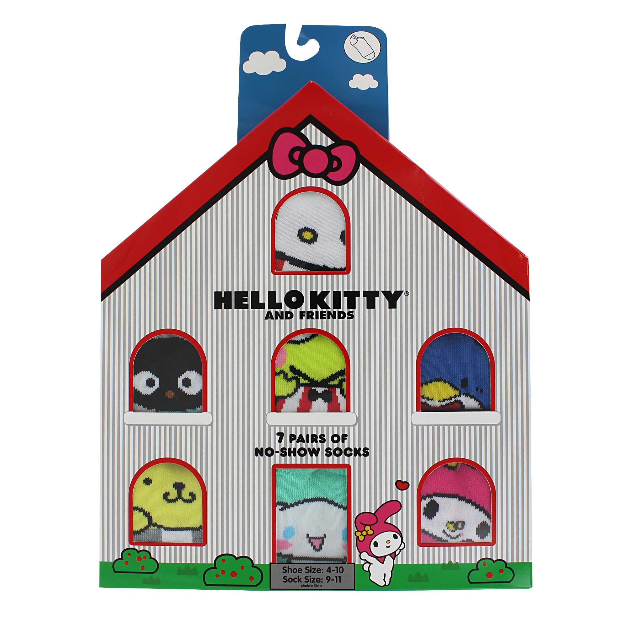 Women's Hello Kitty No-Show Gift Box 7-Pair Pack Front Box View