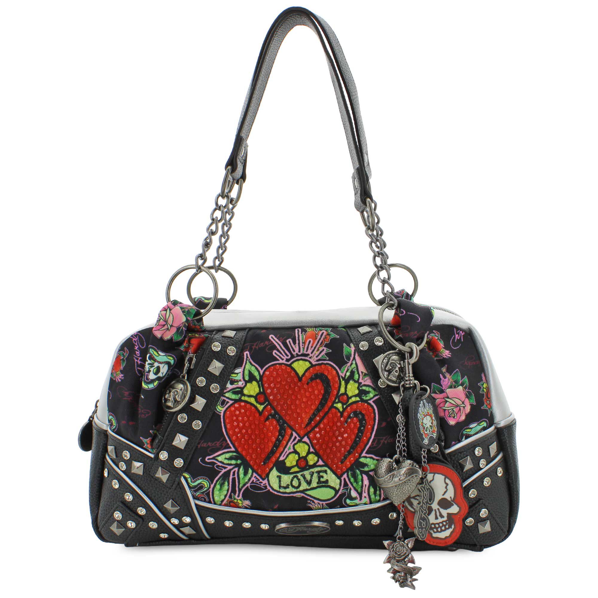 Ed Hardy Cleo Rings Satchel Front View