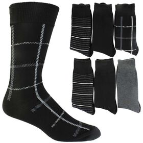  Men's Bruno Magli Assorted Dress Crew 6-Pair Pack Side View With Package
