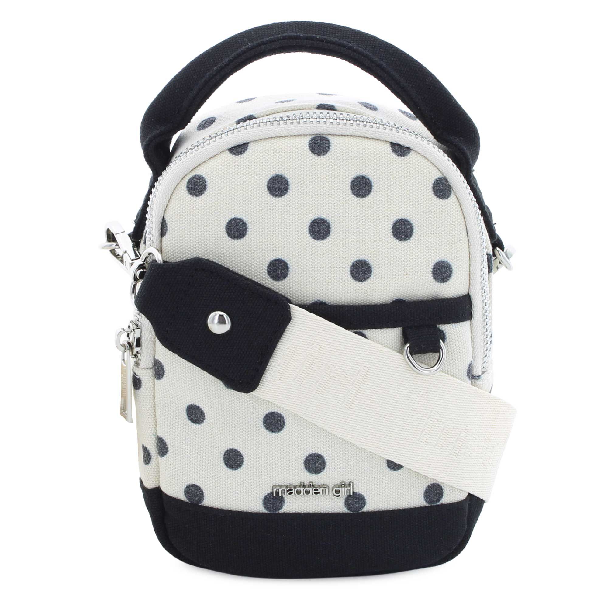 Madden Girl Polka-Dot Canvas Crossbody Front View
