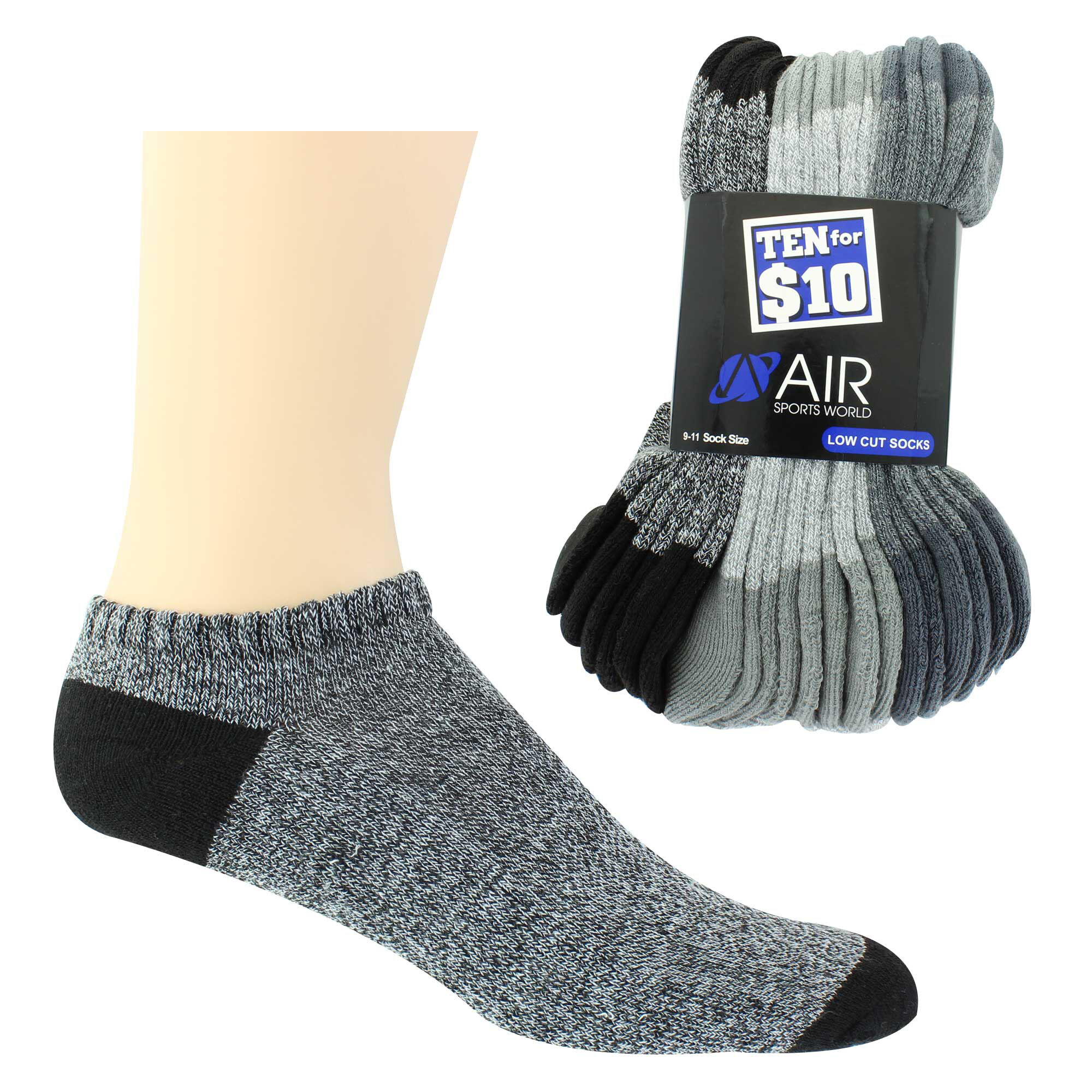 Boys' Air Sports World Marled Low-Cut 10 For $10 Package Assortment View