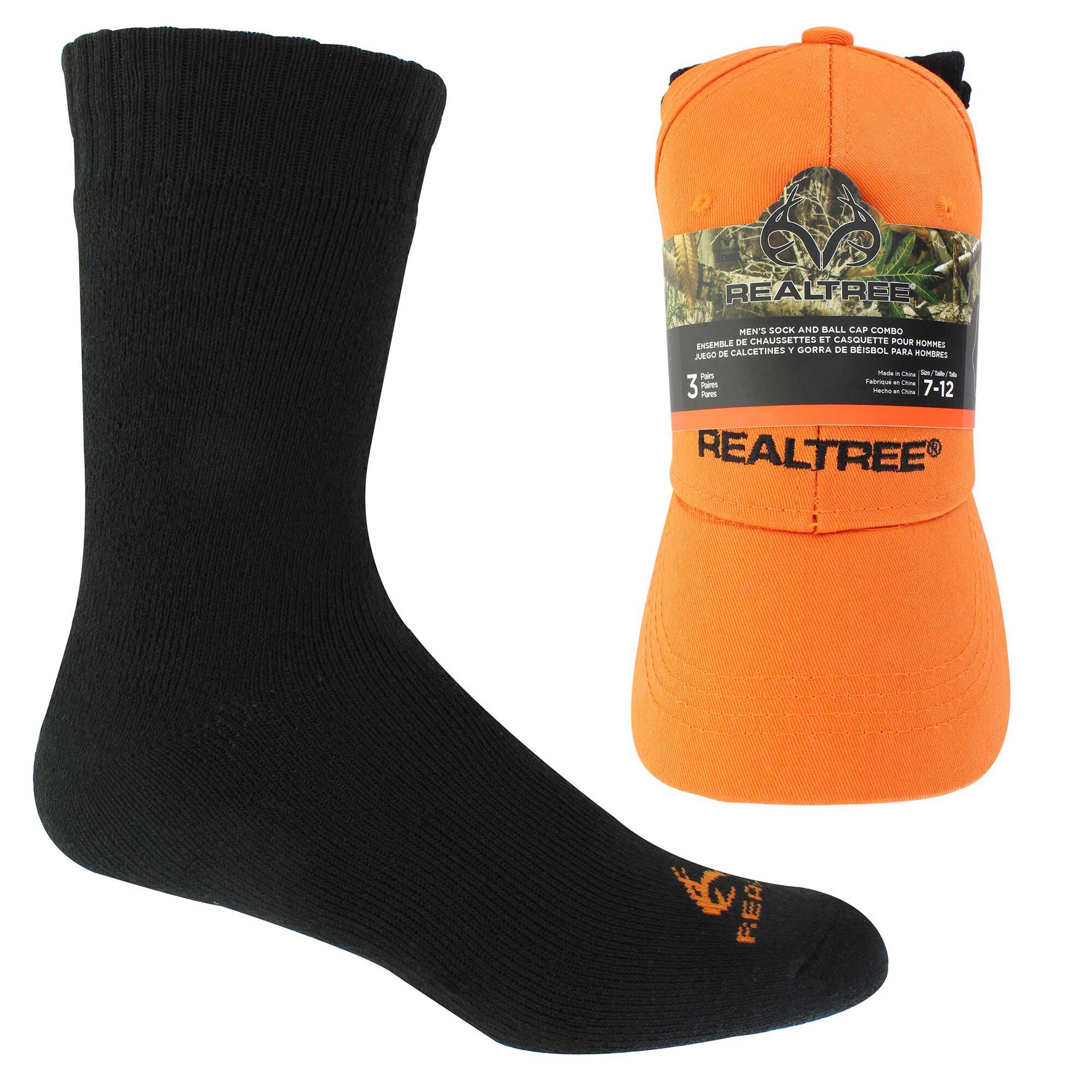 Men's Realtree Sock and Cap Combo 3-Pair Pack Side View With Combo Package