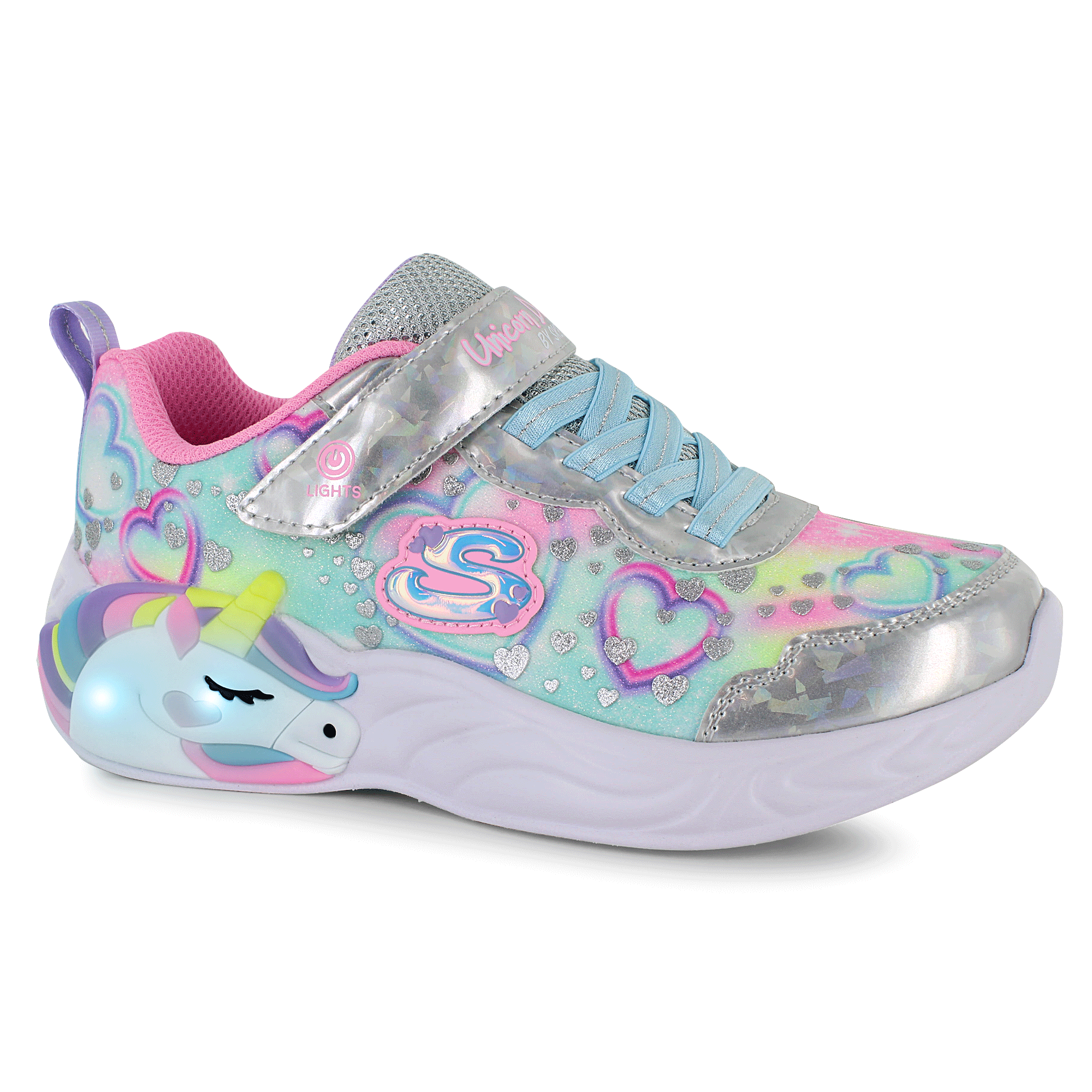 Skechers S-Lights - Unicorn Dreams - Heart Sparkle Right Side View