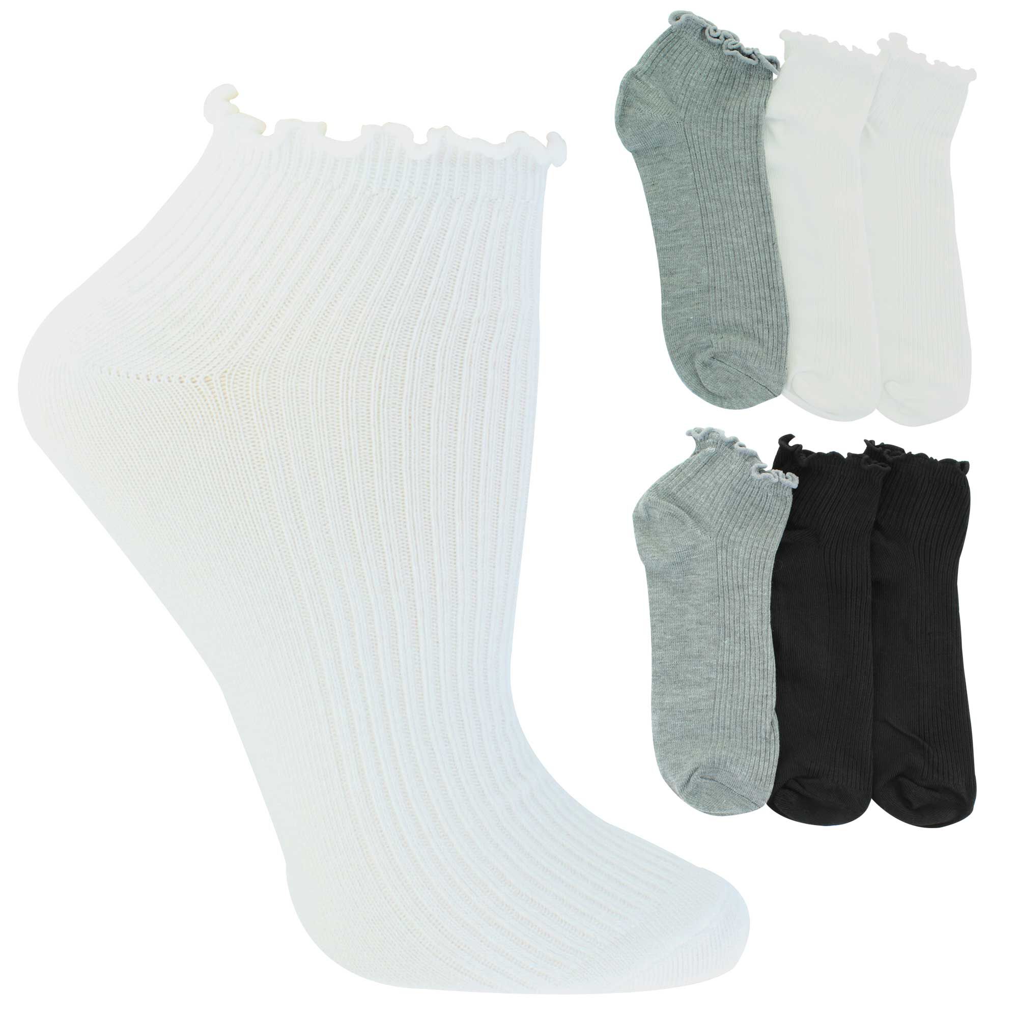 Women's Capelli Ruffle Ankle Socks 6-Pair Pack Side View With Package